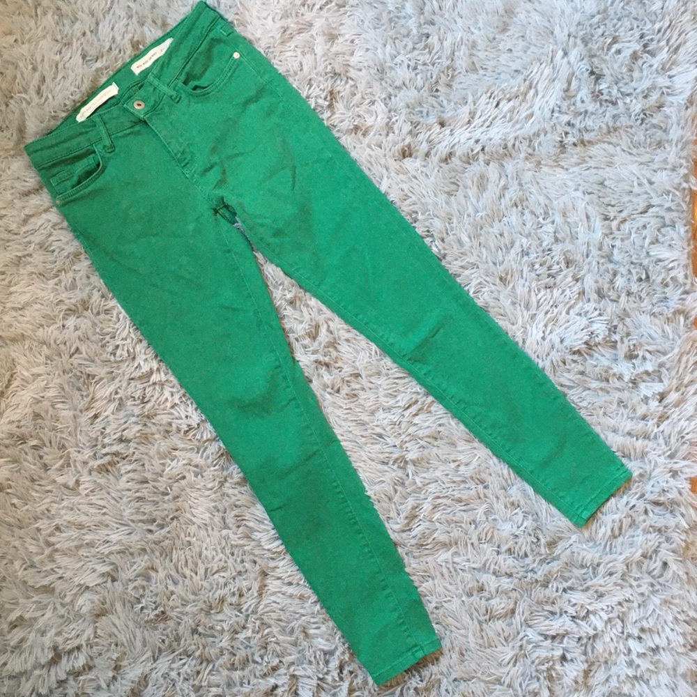 Pilcro and the Letterpress Green Mid Rise Skinny